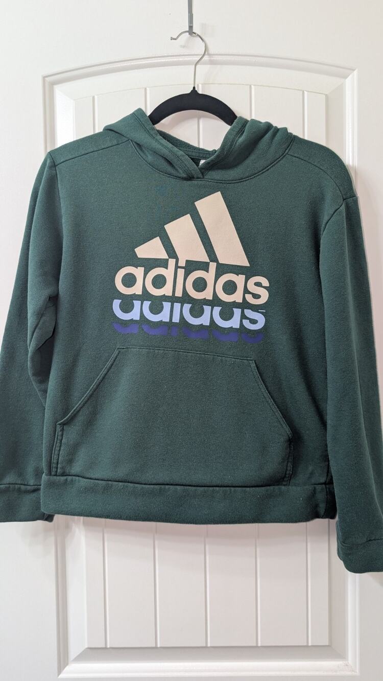 adidas Green Fleece Graphic Logo Pullover Hoodie Regular kids M